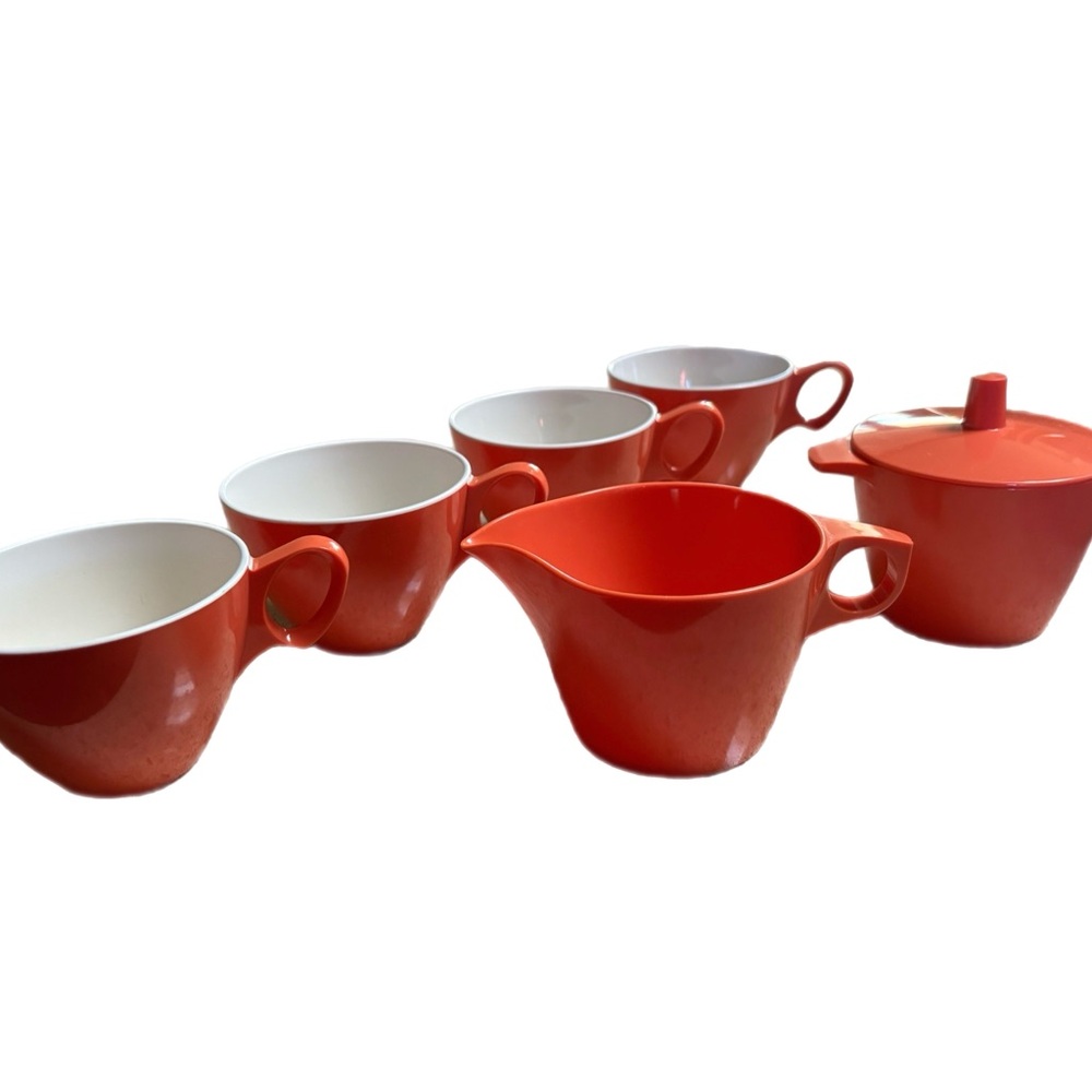 MCM 70s Dorchester Melamine Ware Set Cups Cream & Sugar Vintage Retro kitchen